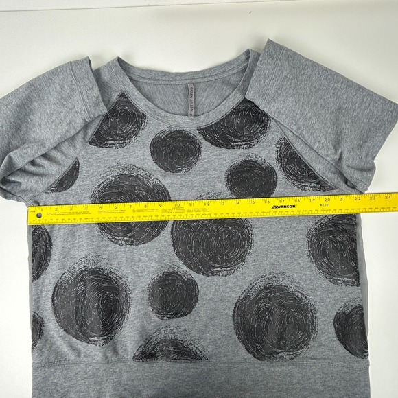 Karen Millen T-Shirt 16 Grey Long Sleeve Sheer Back Scoop Neck Stretch Geometric - Picture 7 of 11